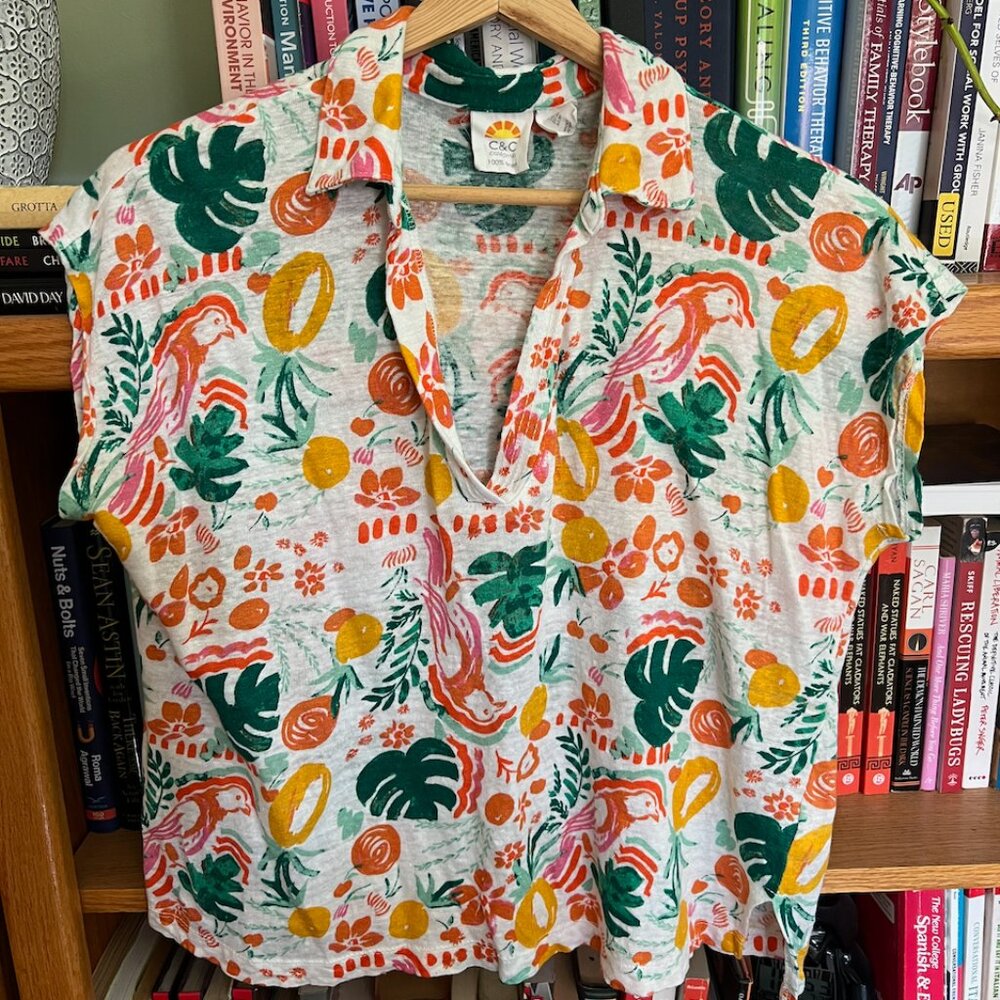C&C California 100% Linen Summer Shirt -- Size M -- EUC
